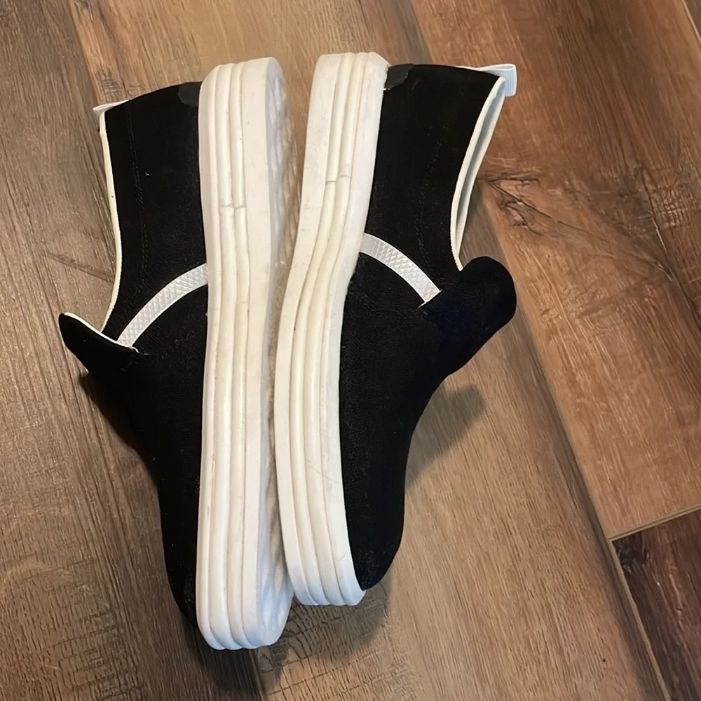 FRANCO SARTO Black‎ Fabric Maldives Almond-Toe Slip-On Sneakers SZ 5